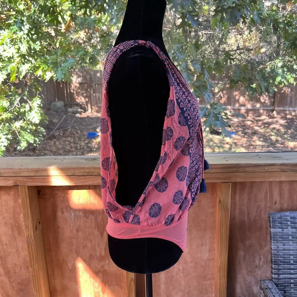 Free People Intimately Soul Of The Sun Bodysuit Pink And Blue Size S
